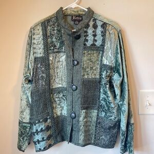 Vintage Retro Womens Cardigan Jacket Multi-color Chunky Embroidered Bead size:M